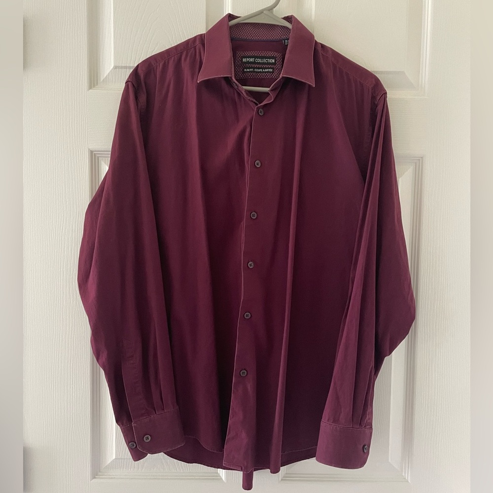 Report Collection Red Dress Shirt Classic Professional Style